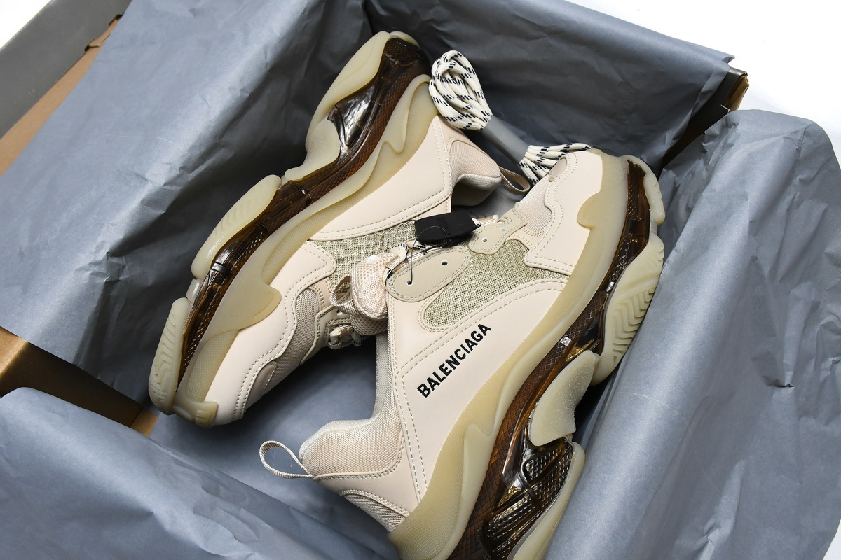 Balenciaga Triple S Beige Brown Clear Sole 544351 W2GA1 9710