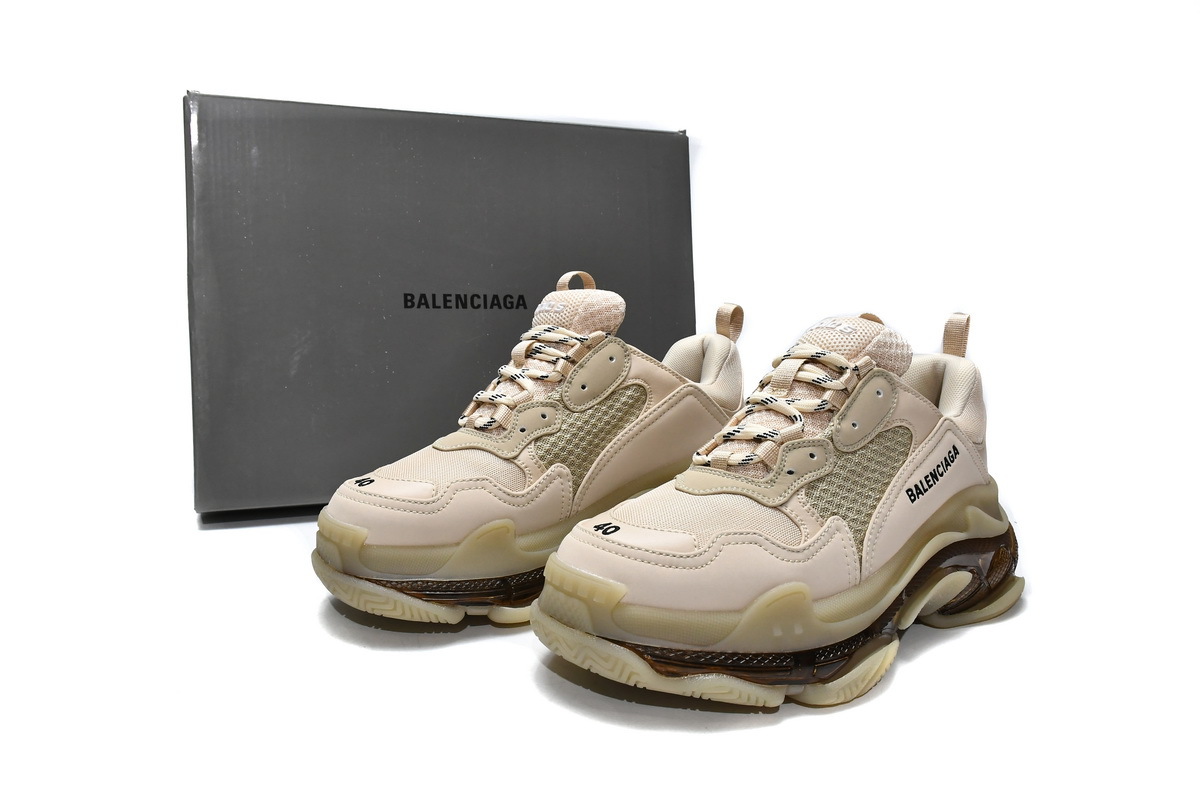 Balenciaga Triple S Beige Brown Clear Sole 544351 W2GA1 9710
