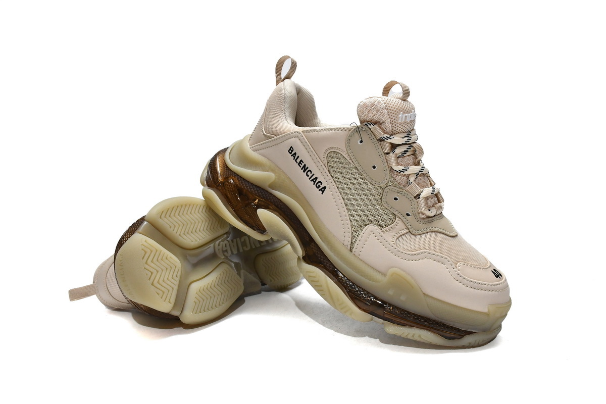 Balenciaga Triple S Beige Brown Clear Sole 544351 W2GA1 9710