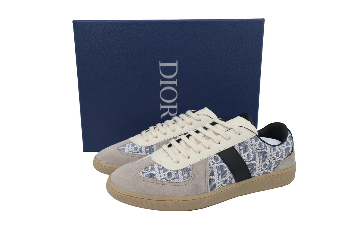 Dior B01 Matchpoint Sneaker Blue Dior Oblique Canvas with Grey Suede and Gum Sole