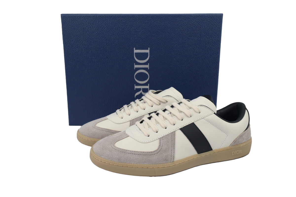 Dior B01 Matchpoint Sneaker White Grey Black Smooth Calfskin with Suede and Gum Sole