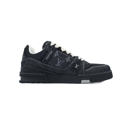 LOUIS VUITTON Trainer New All Black Denim 02