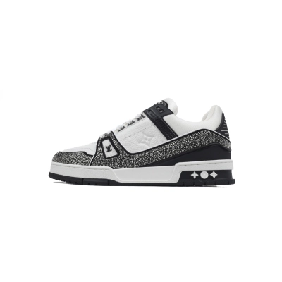 Louis Vuitton Trainer Black White Crystal 01