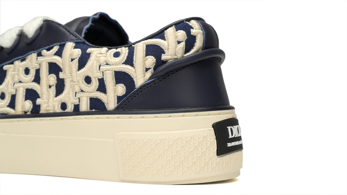 Dior B33 Navy Blue Smooth Calfskin Oblique Raised Embroidery