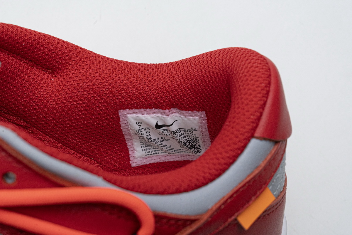OFF White X Nike Dunk Low University Red CT0856-600