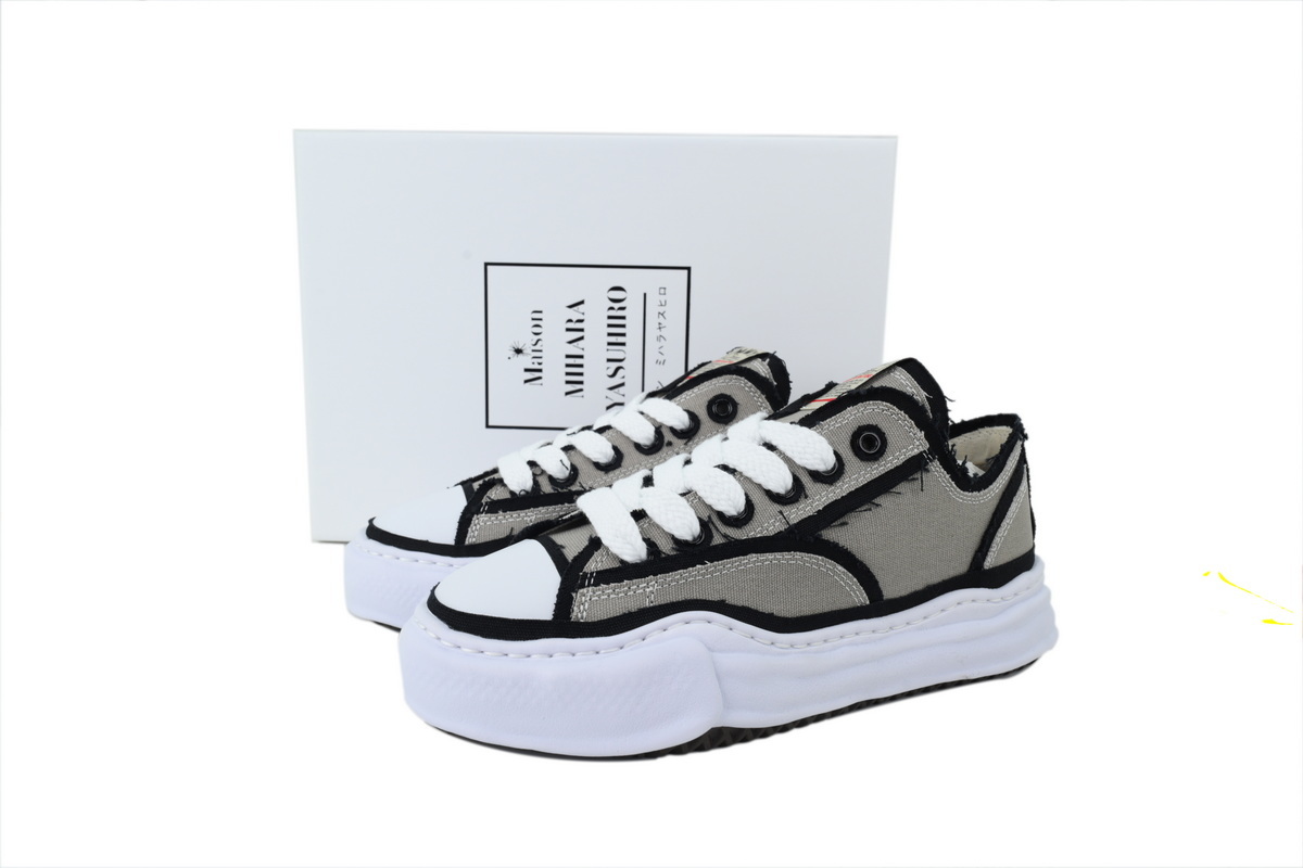 Maison Mihara Yasuhiro Peterson OG Sole Canvas Low Distressed Grey White Black Piping   A01FW717-GRY