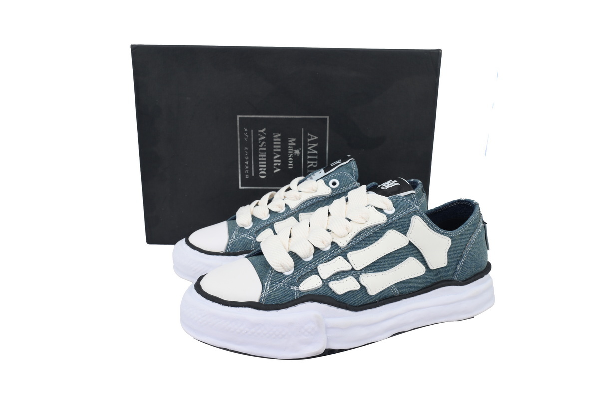 Maison Mihara Yasuhiro x Amiri Peterson OG Sole Canvas Low Overdyed Wash Blue White Impact Bone