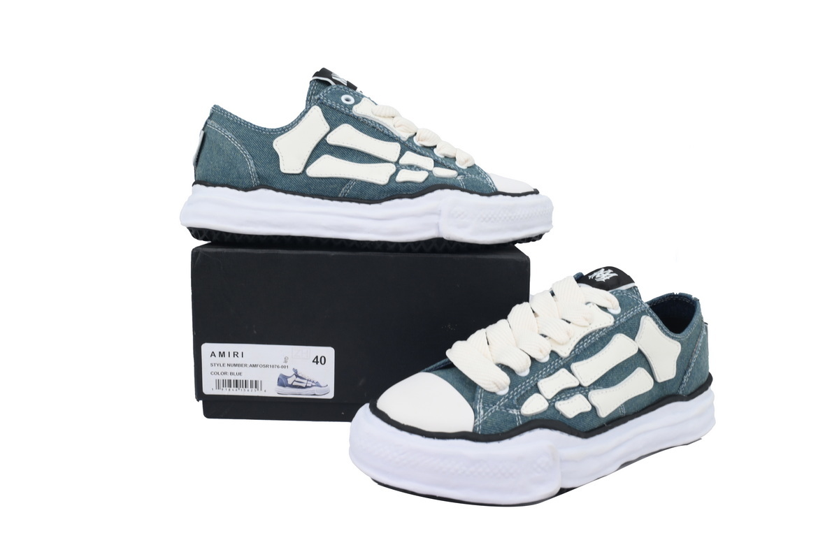 Maison Mihara Yasuhiro x Amiri Peterson OG Sole Canvas Low Overdyed Wash Blue White Impact Bone