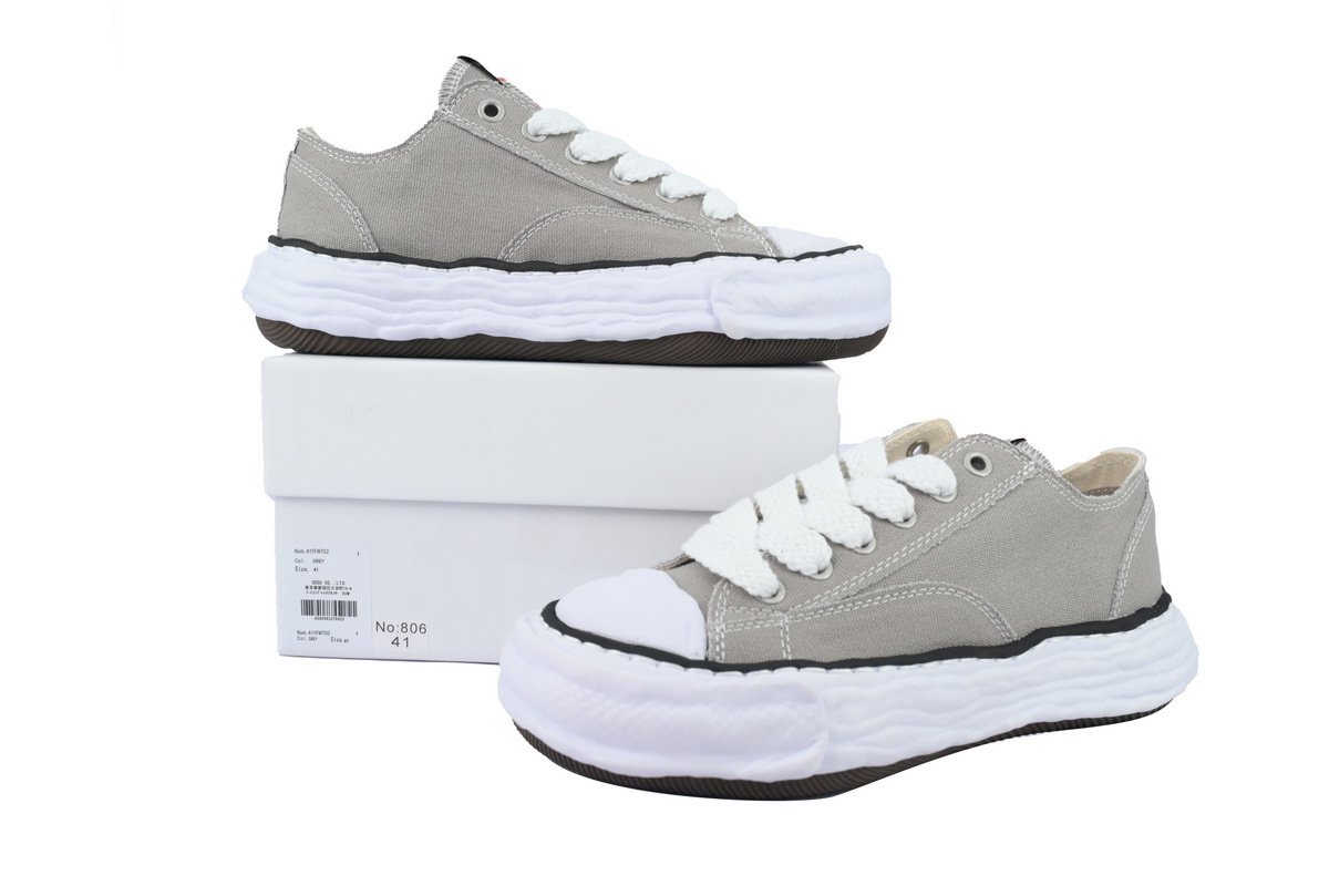 Maison Mihara Yasuhiro Baker OG Sole Canvas Low Grey White Black Piping   A02FW704-GRY