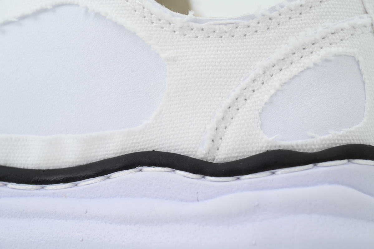 Maison Mihara Yasuhiro Peterson OG Sole Canvas Low Distressed White Black Piping  A01FW717-WHT