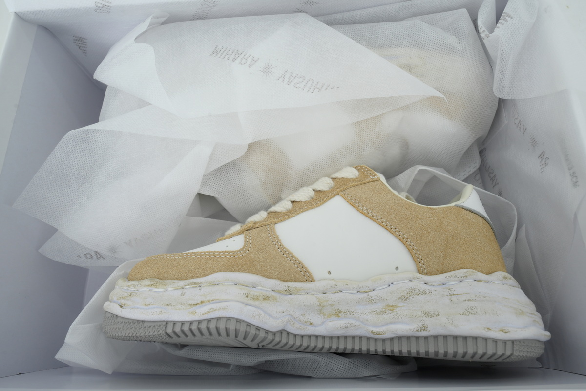 Maison Mihara Yasuhiro Wayne OG Sole Mix Material Low Distressed Beige White   A12FW714-BEG