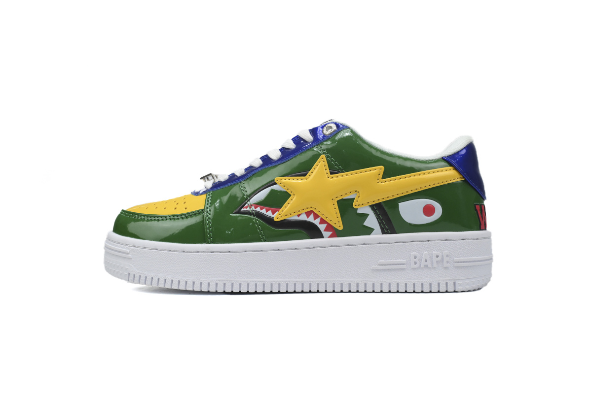 A BATHING APE BAPE STA OS “Shark Green Yellow Patent” 1H20-191-013