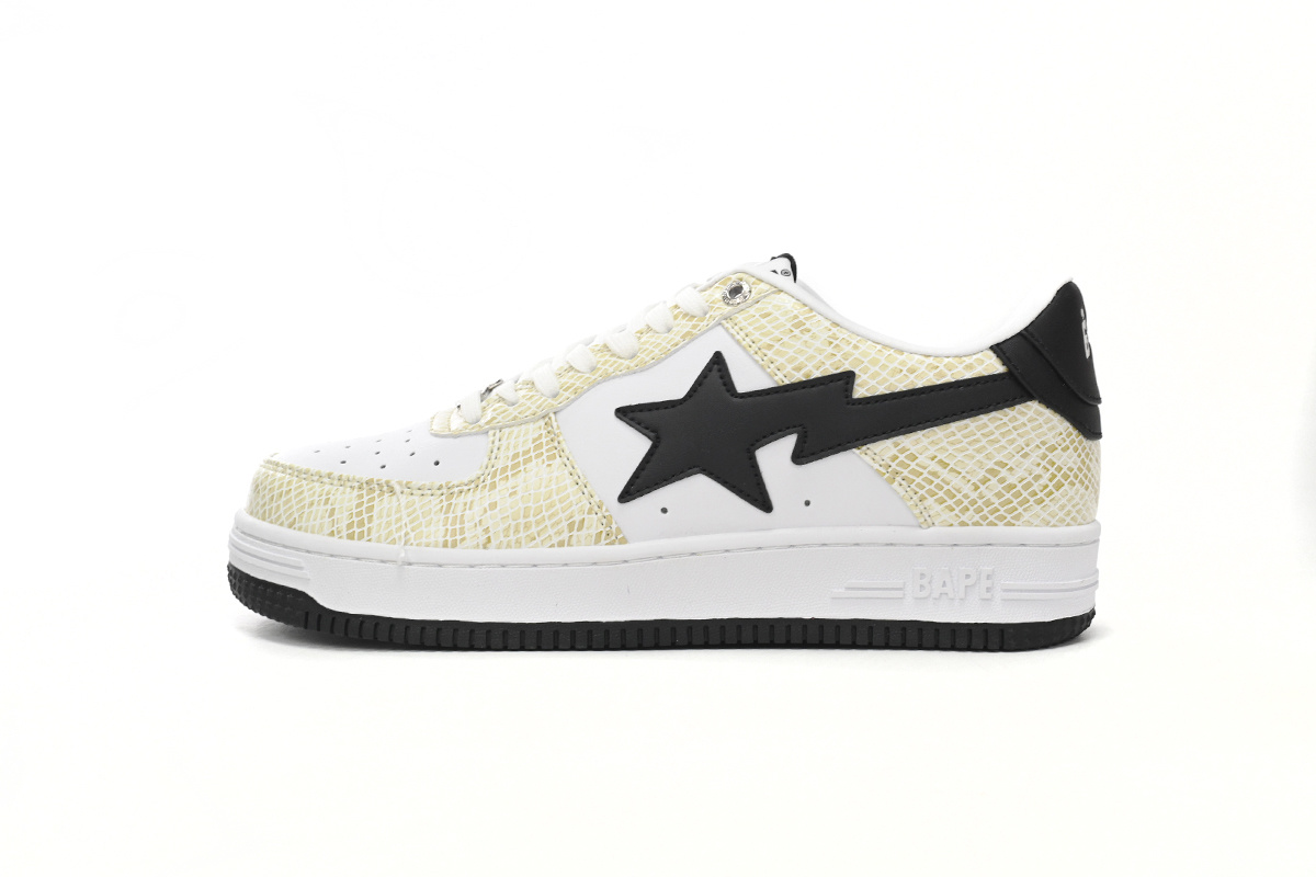 A BATHING APE BAPE STA Low 'White Snake Skin Pattern' (1I80-191-009)