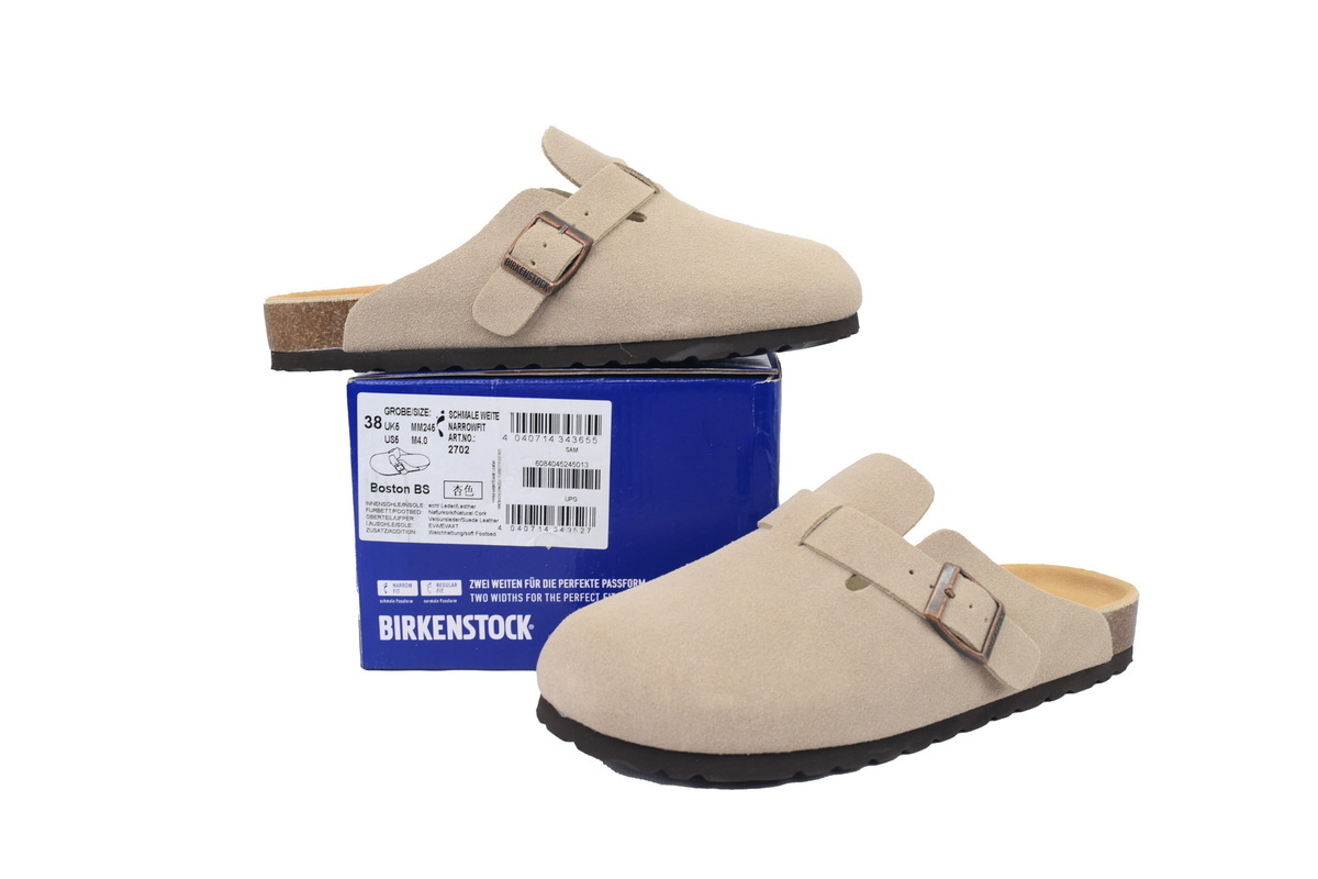 Birkenstock Boston SFB Suede Clogs - Antique White 1022513