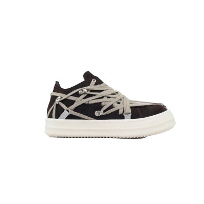 Rick Owens Megalace Suede Dark Brown Sneakers 02