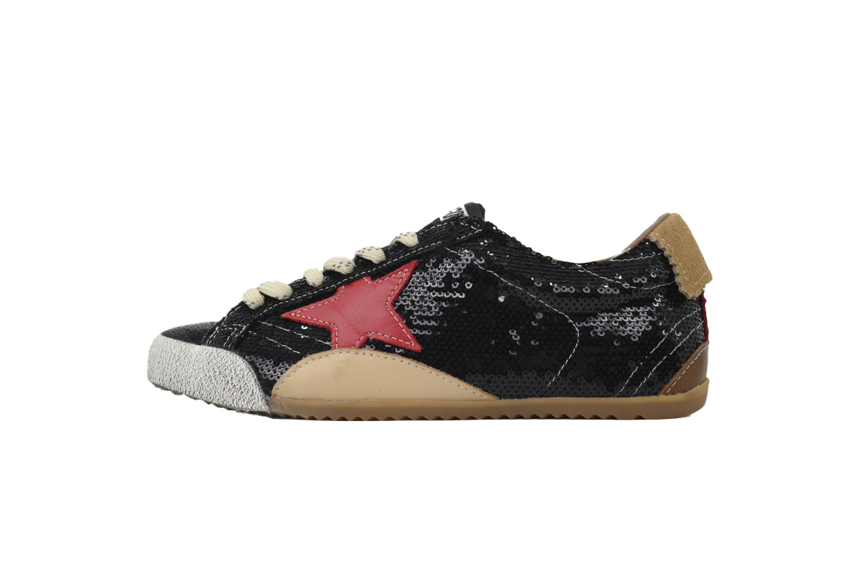 Golden Goose True Star Black Sequins Red Star