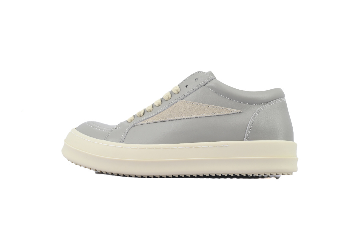 Rick Owens Lido Vintage Leather Sneakers Grey White