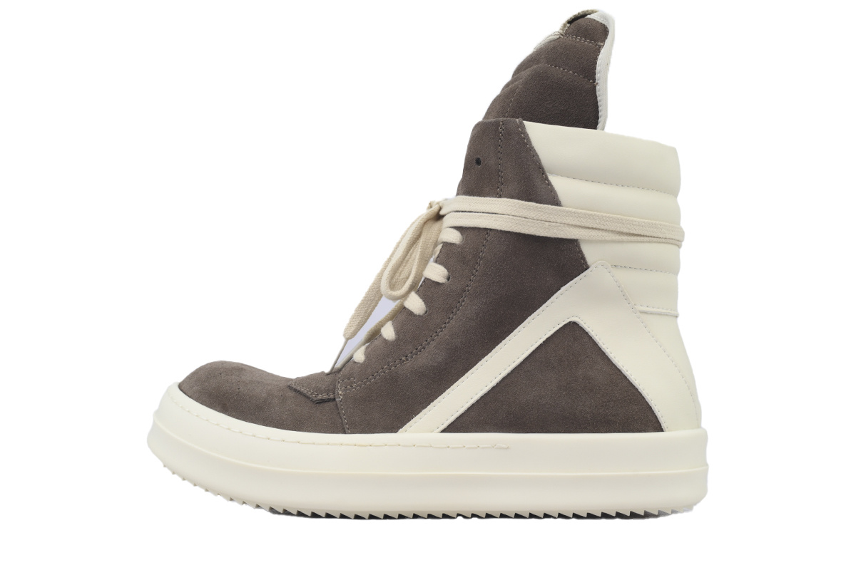 Rick Owens Geobasket Suede Taupe High-Top Sneakers