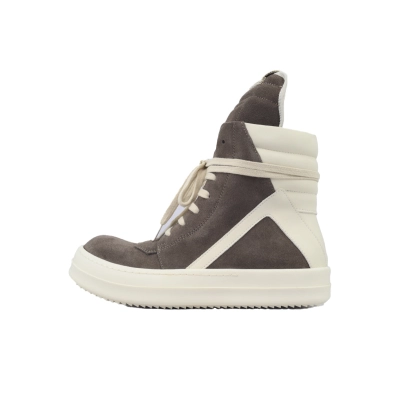 Rick Owens Geobasket Suede Taupe High-Top Sneakers 01