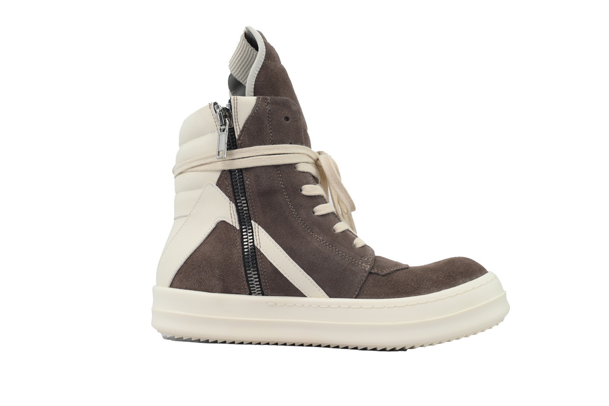 Rick Owens Geobasket Suede Taupe High-Top Sneakers