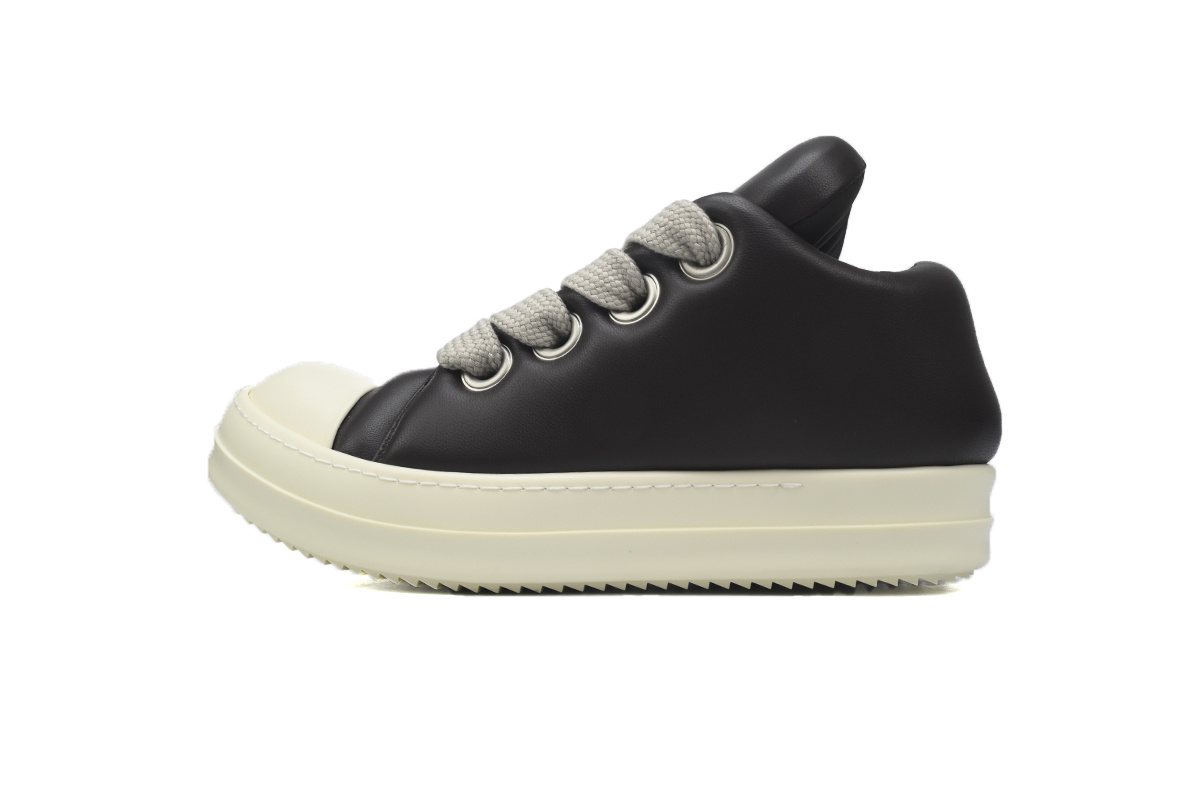 Rick-Owens Jumbo Laced Low Sneakers black white