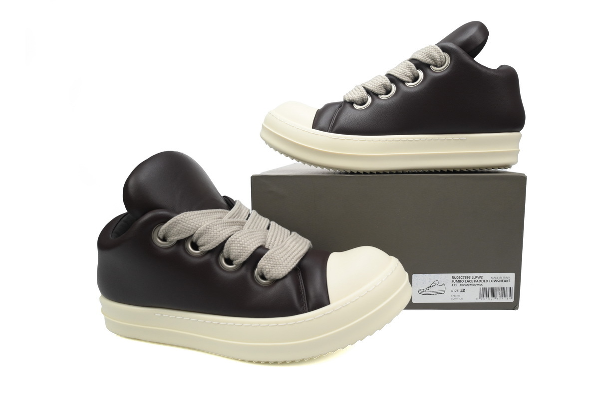 Rick-Owens Jumbo Laced Low Sneakers black white