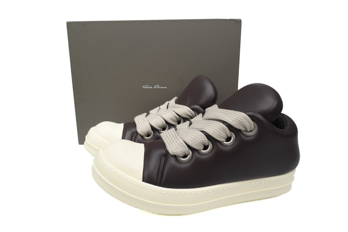 Rick-Owens Jumbo Laced Low Sneakers black white