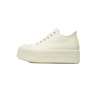 RICK OWENS Mega Bumper Low Sneaks in Leather - Milk/Milk 01