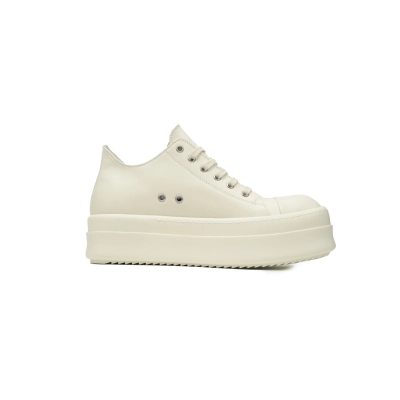 RICK OWENS Mega Bumper Low Sneaks in Leather - Milk/Milk 02