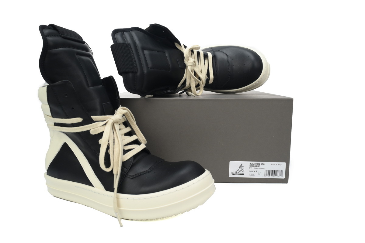  RICK OWENS/RO Geobasket Black and White RU02C7894LCGLPO-7511