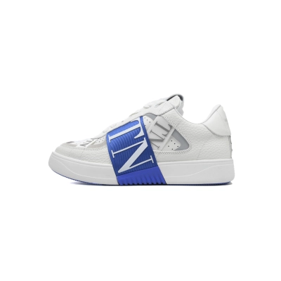 Valentino Garavani White & Royal Blue VLogo Leather Sneakers 01