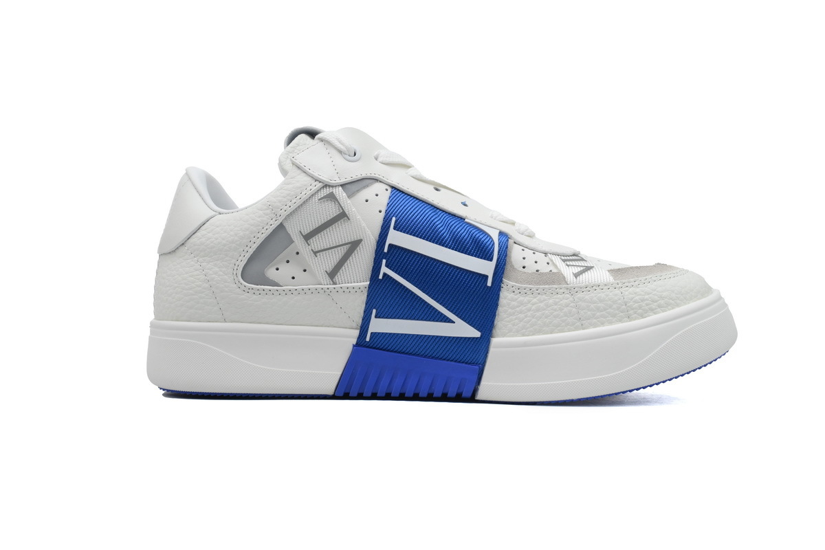 Valentino Garavani White &amp; Royal Blue VLogo Leather Sneakers