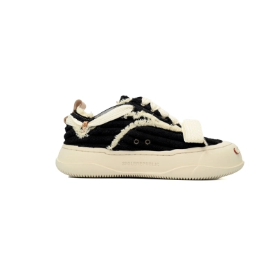 Smilerepublic Deconstructed Corduroy Low-Top Sneakers - Black/White 02