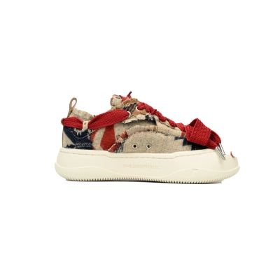 Smilerepublic Jacquard Weave Totem Low-Top Sneakers - Multicolor/Red 02