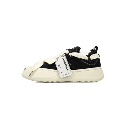 Smilerepublic Deconstructed Coarse Canvas Low-Top Sneakers - Black/White 01