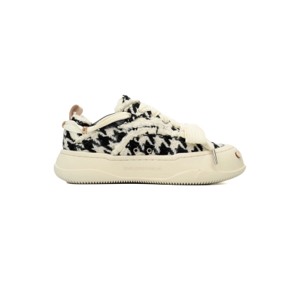 Smilerepublic Houndstooth Tweed Low-Top Sneakers - Black/White 02