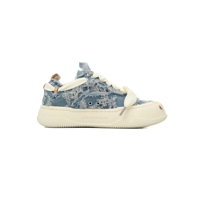 Smilerepublic Heavily Distressed Denim Low-Top Sneakers - Blue 02