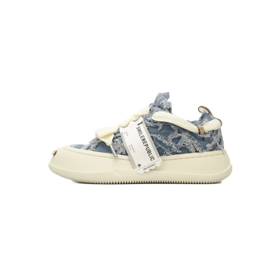 Smilerepublic Heavily Distressed Denim Low-Top Sneakers - Blue 01
