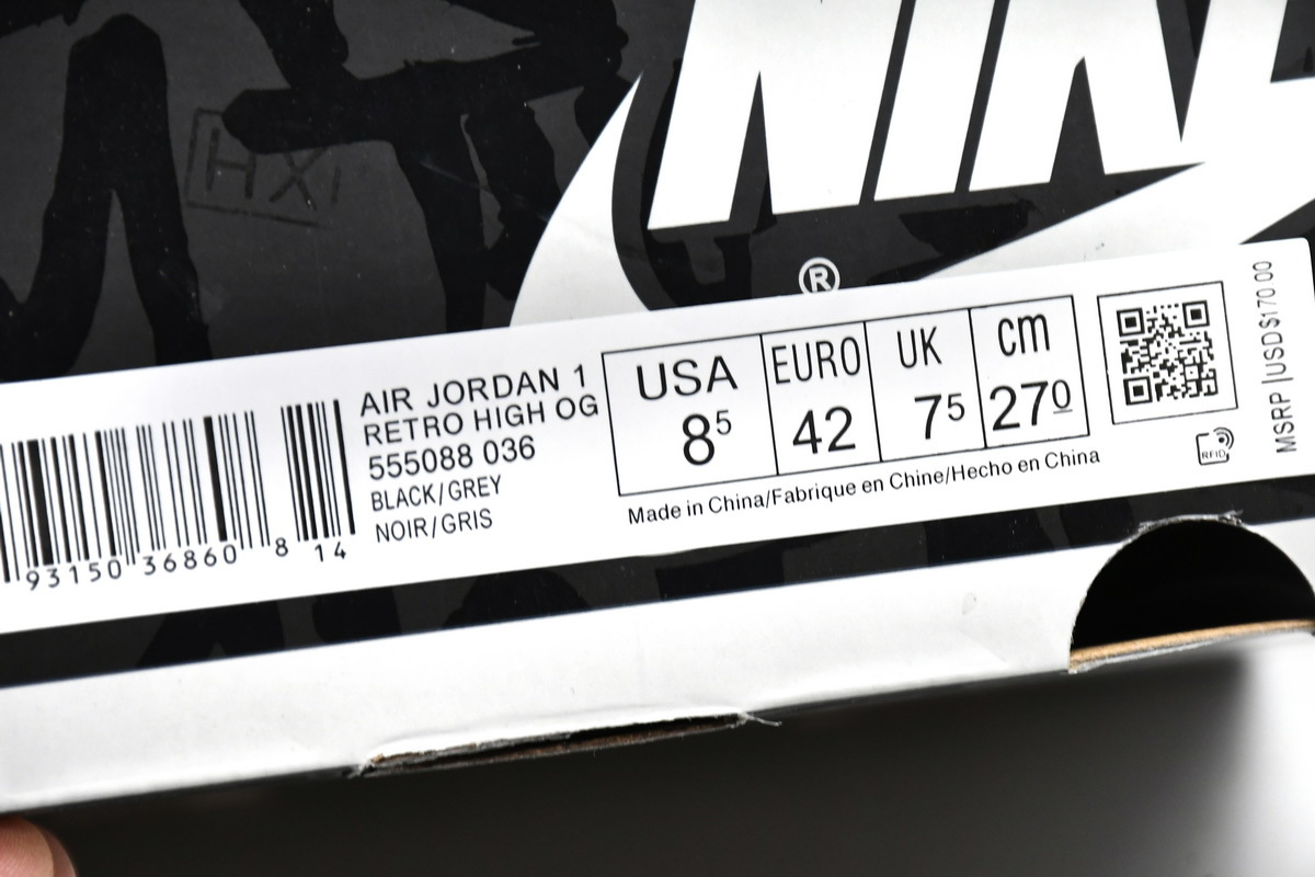 ASB Air Jordan 1 High OG Rebellionaire Black Particle Grey 555088-036
