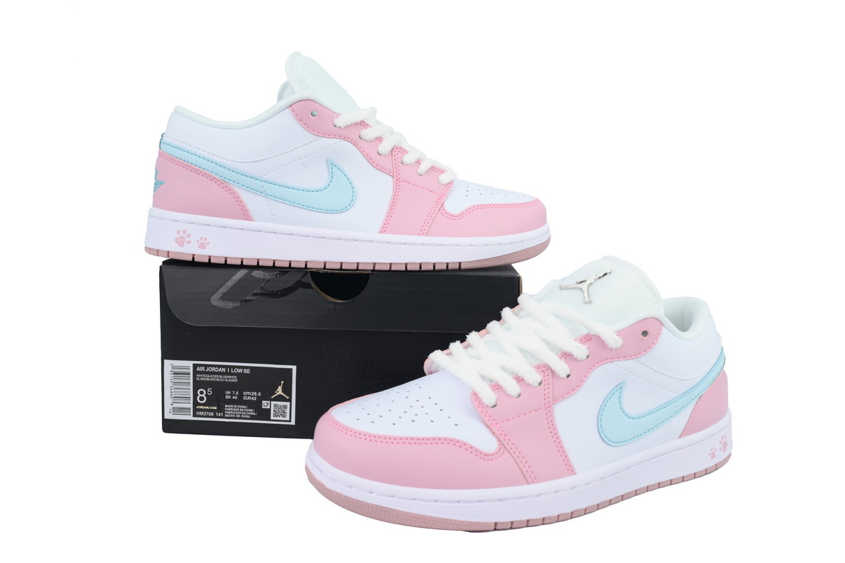 ASB  Air Jordan 1 Low SE 'Paw Print' Pink Foam/Glacier  HM3706-141