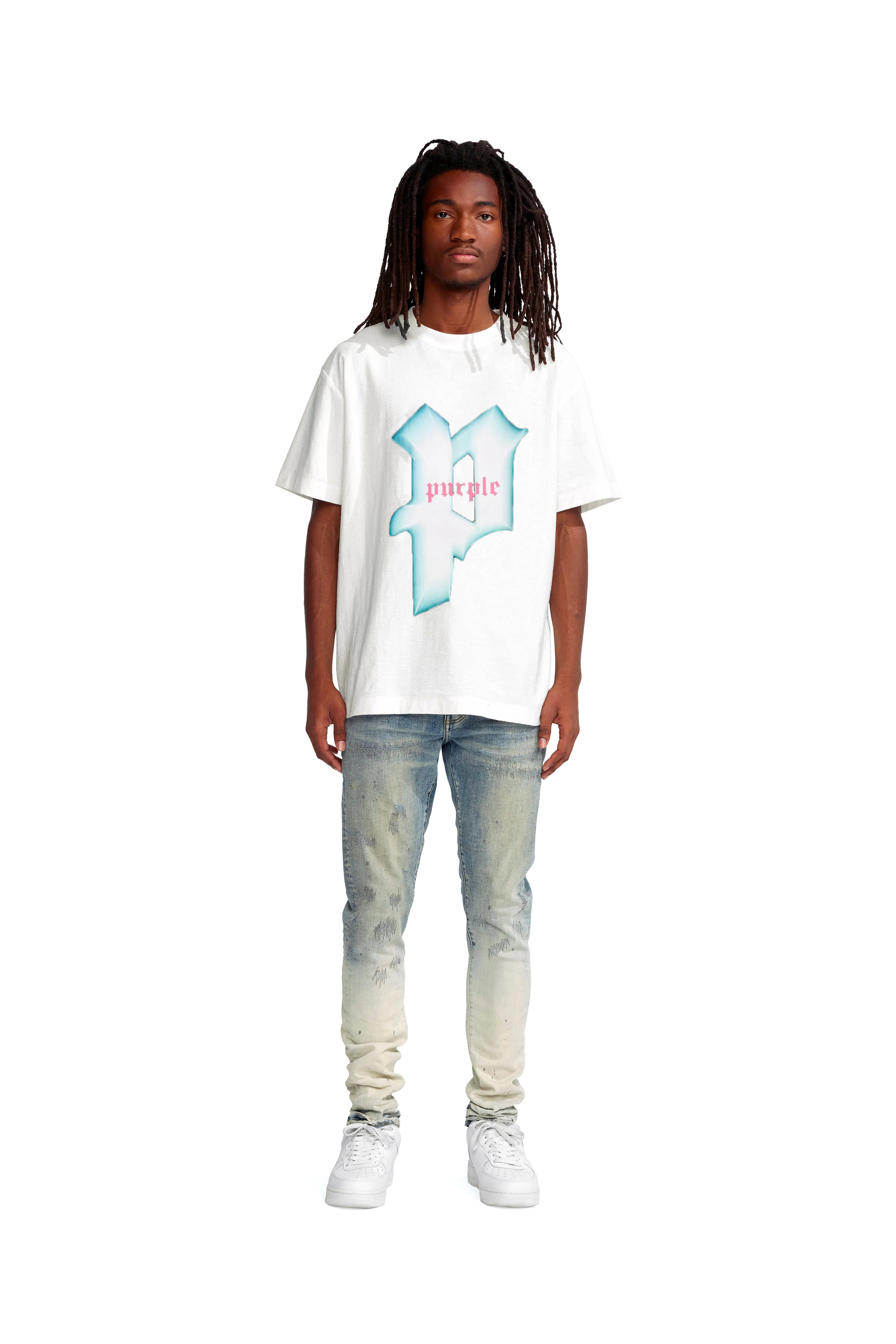 Purple Brand Puffed Shapes Layered Badges Tee 3007#