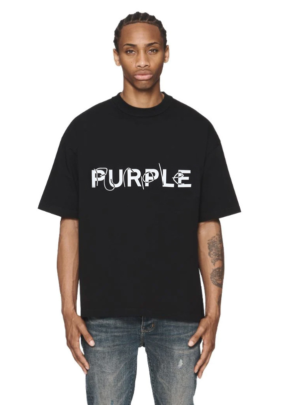 Purple Brand Disordered Fonts Scratching Tee 3010#