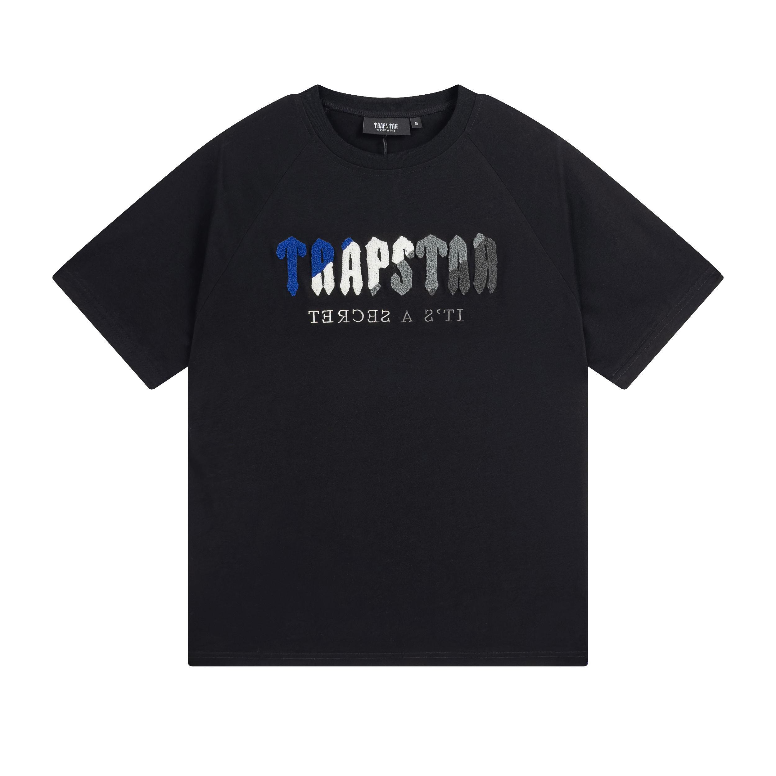 Trapstar It's A Secret Blue Gradient Letter Print T-Shirt &amp; Shorts Set - Black/Grey 627-628