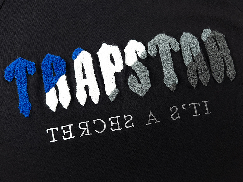 Trapstar It's A Secret Blue Gradient Letter Print T-Shirt &amp; Shorts Set - Black/Grey 627-628