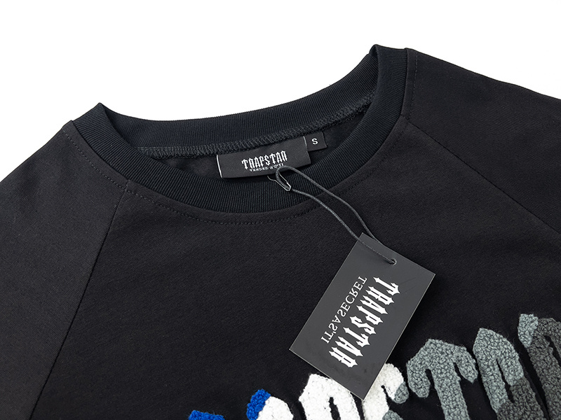 Trapstar It's A Secret Blue Gradient Letter Print T-Shirt &amp; Shorts Set - Black/Grey 627-628