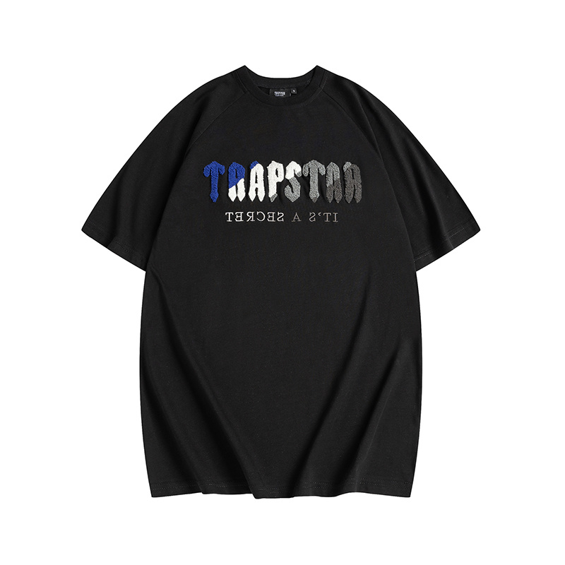 Trapstar It's A Secret Blue Gradient Letter Print T-Shirt &amp; Shorts Set - Black/Grey 627-628
