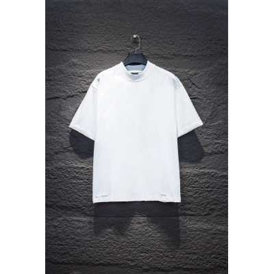 Balenciaga Distressed Arch Logo Oversized T-Shirt White Black Pink:5181# 02