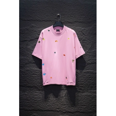 Balenciaga Fruit Print Destroyed Oversized T-Shirt Grey  :5194# 02