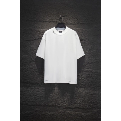 Balenciaga Destroyed Tape Logo Oversized T-Shirt White :5204# 01