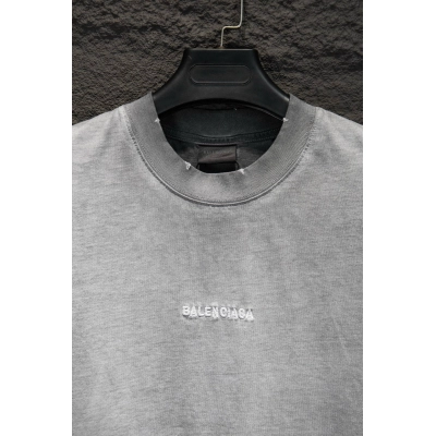 Balenciaga Gothic Patch Embroidered Acid Wash T-Shirt Multi-Color ：5255# 02